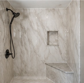 Illustrative cultured marble shower surround